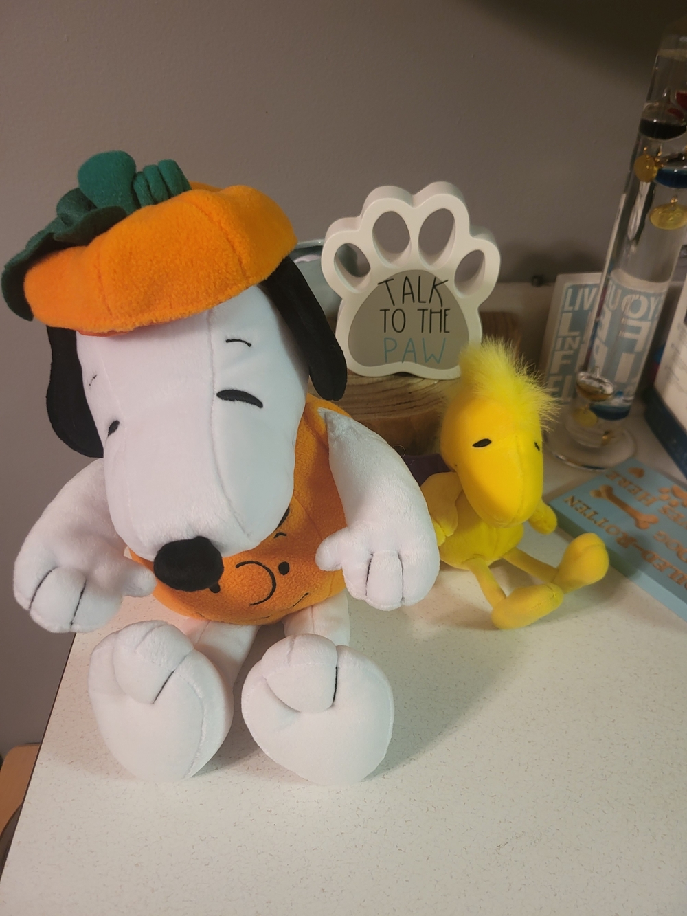 Vtg Hallmark Halloween Snoopy & Woodstock/Charlie Brown Pumpkin Head Plushies